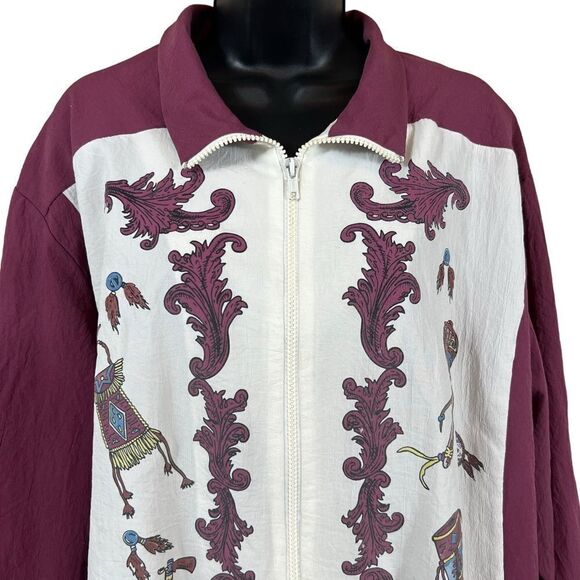 Vintage 80’s Native American Print Windbreaker Bomber Jacket - Picture 2 of 12